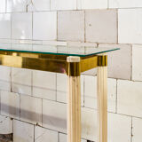 Console in lacquered wood, brass and glass Italy 70s