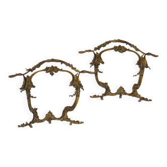 Paire de frontons anciens français en bronze doré