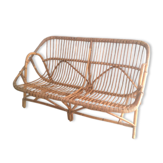 Rattan bench sofa