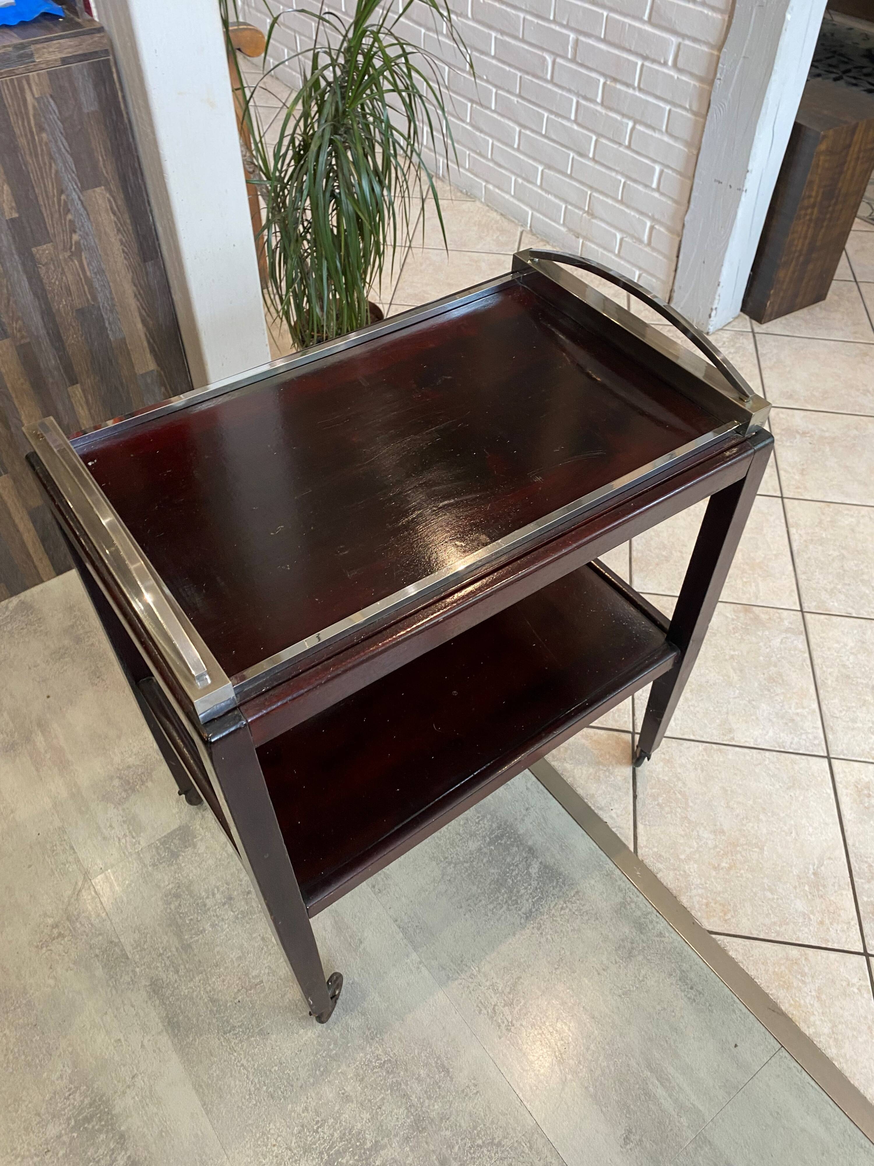 Rolling bar cart with 1 removable tray, Art Deco 1930.