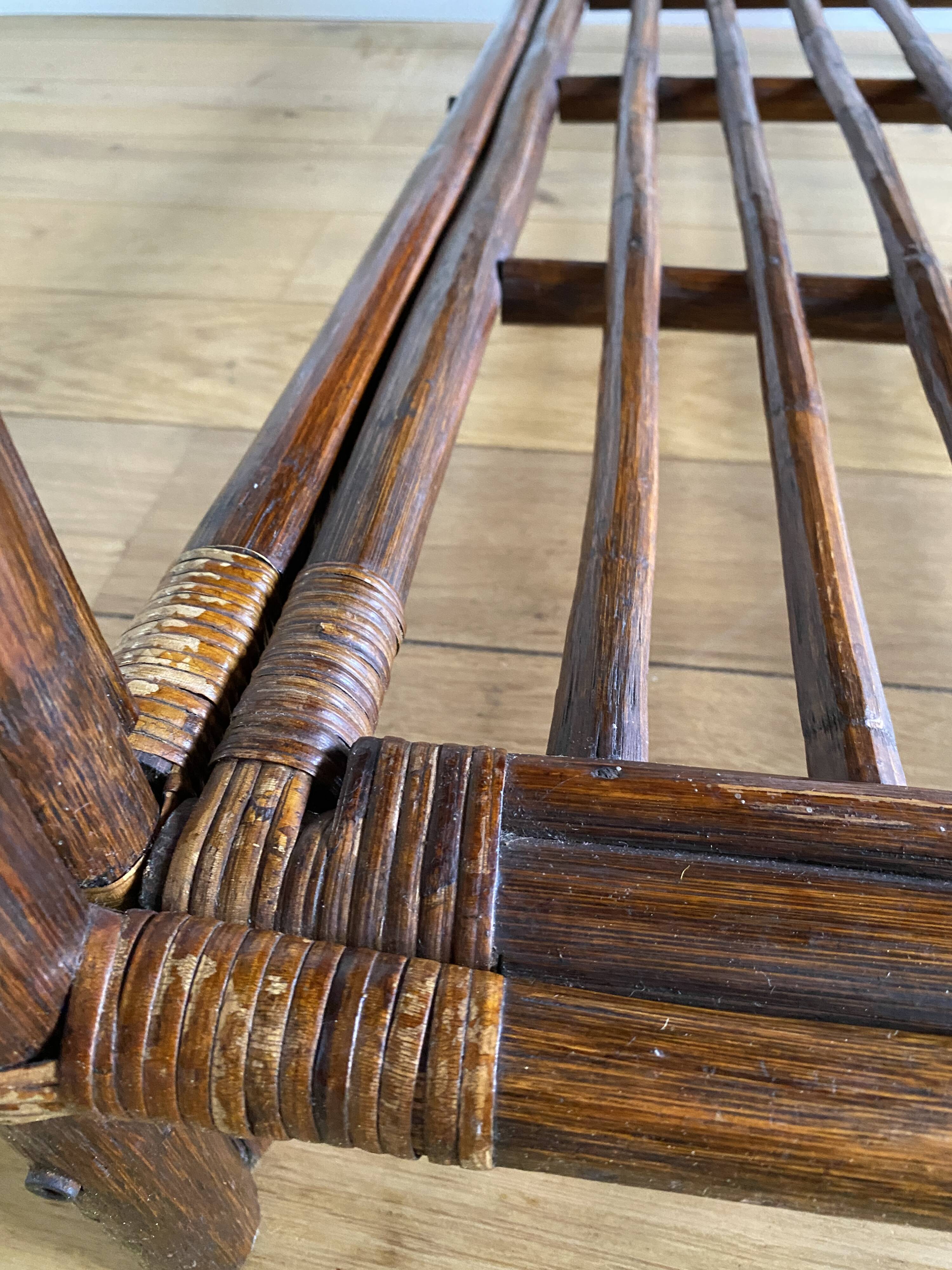 Vintage brown bamboo living room coffee table