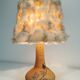Bedside lamp and its vintage lampshade, Ceramic decoration Herbarium