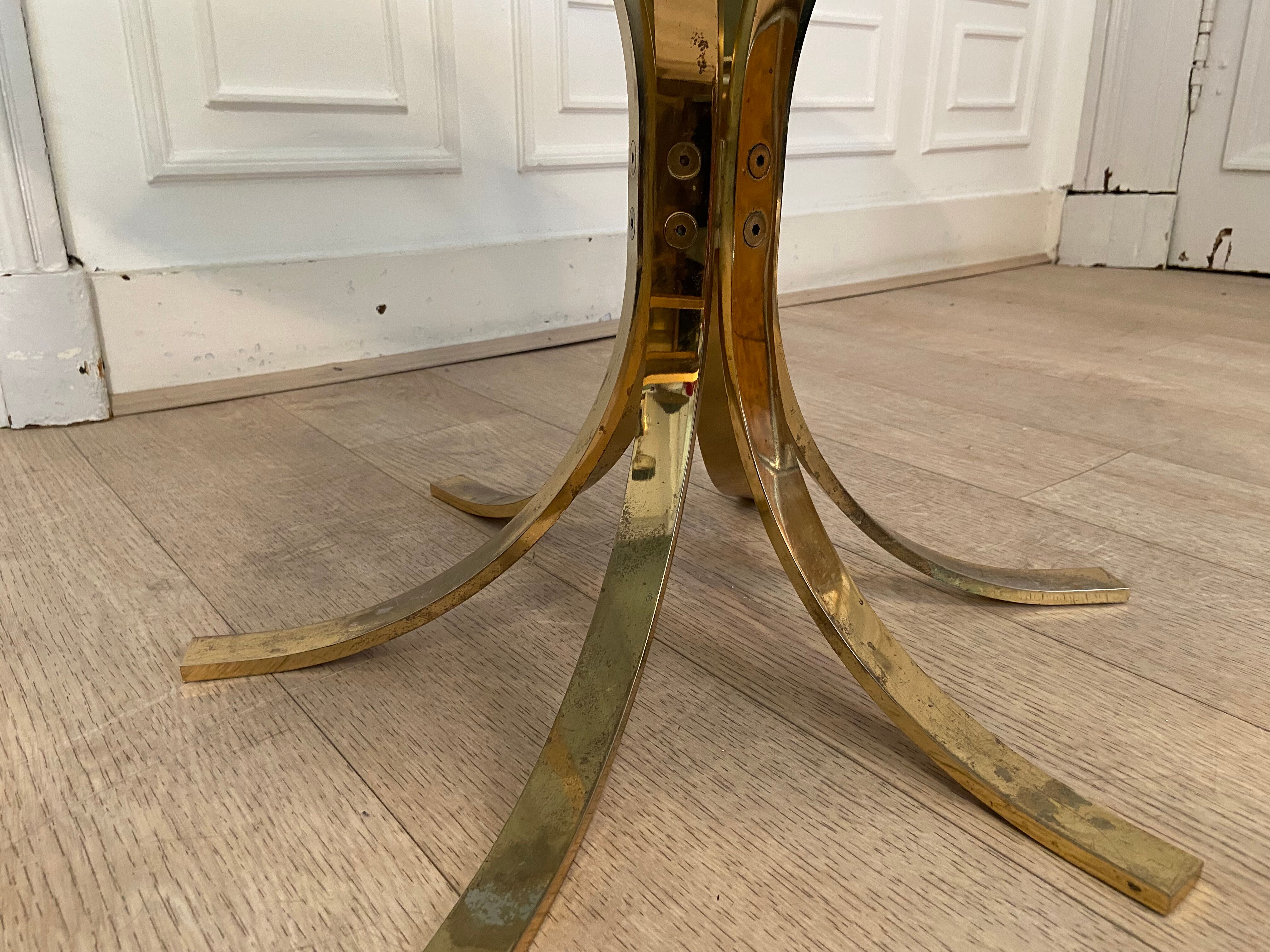 Brass coffee table and smoked glass, 1970s