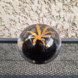 Sulfide-paper press made of glass, black & yellow, star décor.