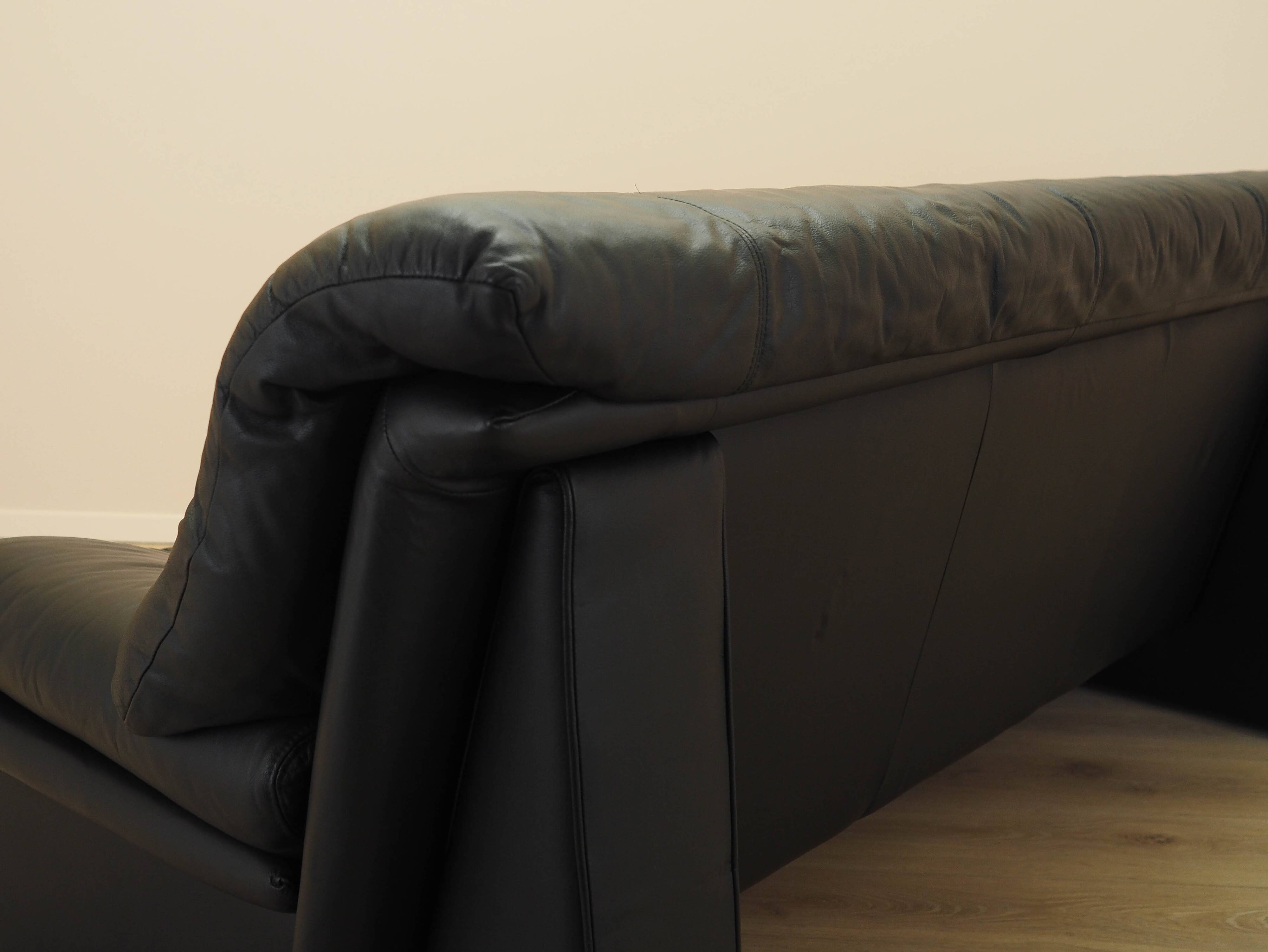 Black leather sofa, Italian design, 1960s, made in Italy
