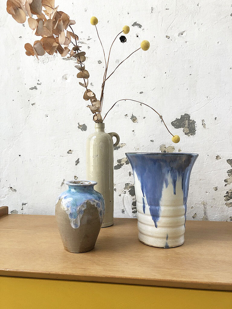 Enamelled sandstone vase