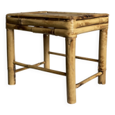 Petit tabouret rotin vintage 1970 porte-plante