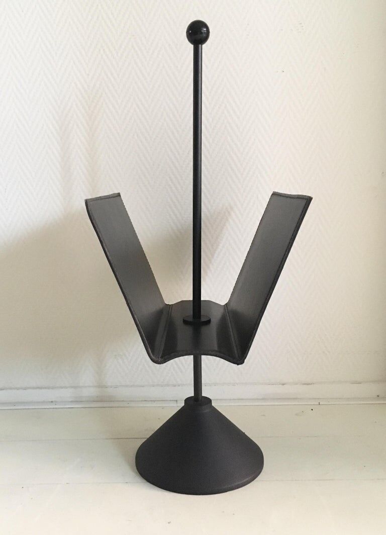 Minimalist Black Italian Magazine Rack by Porada Arredi, 1980s