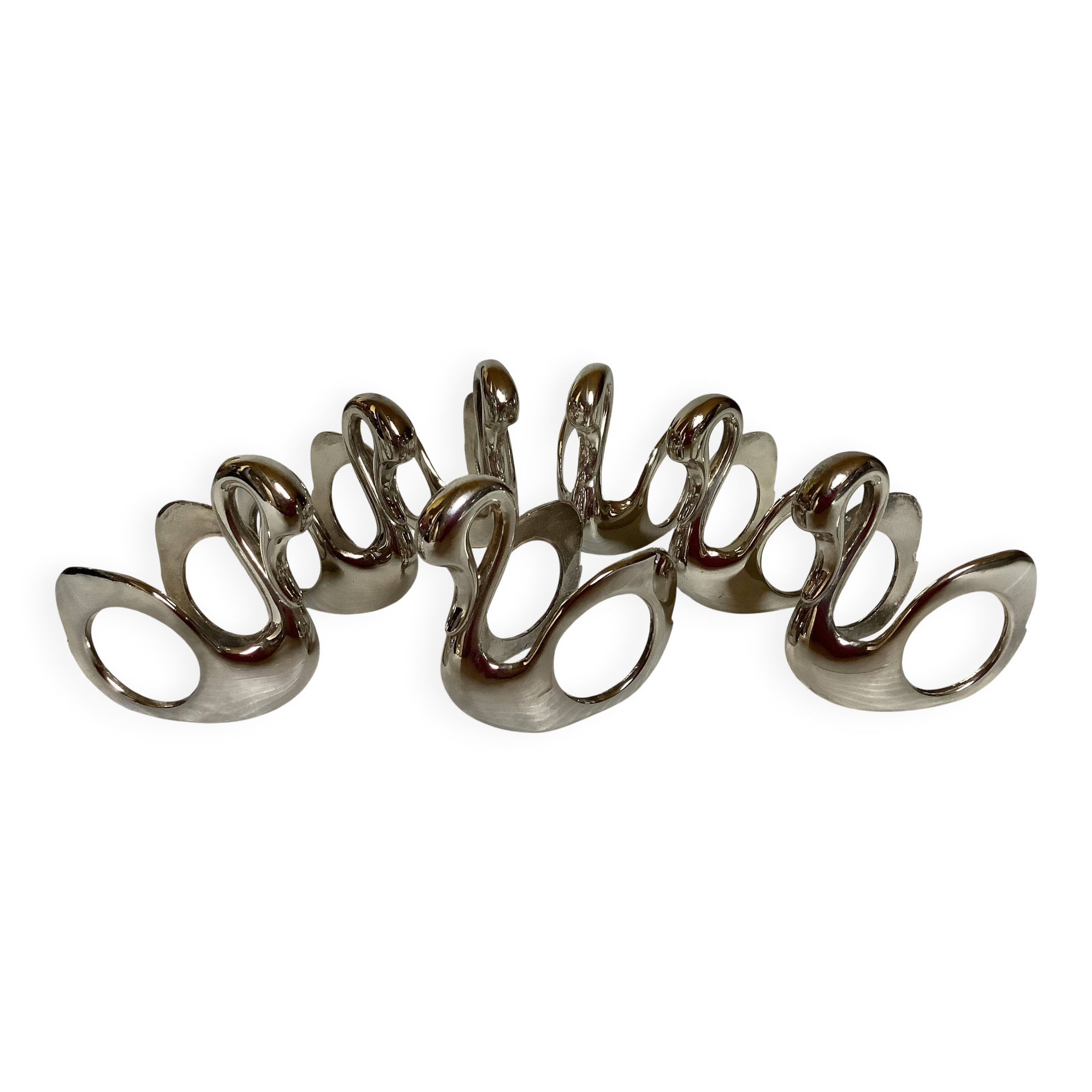 Seven silver-plated zoomorphic metal knife rests