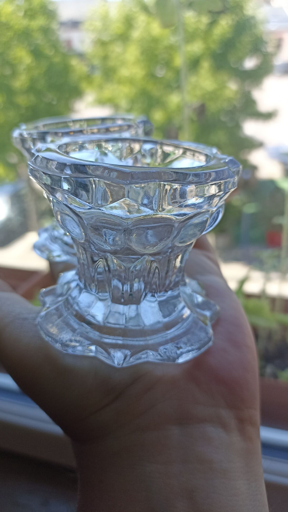 Pair of VMC candle holders in thick glass - Reims