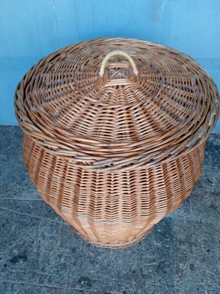 Basket 57cm woven rattan pot shape