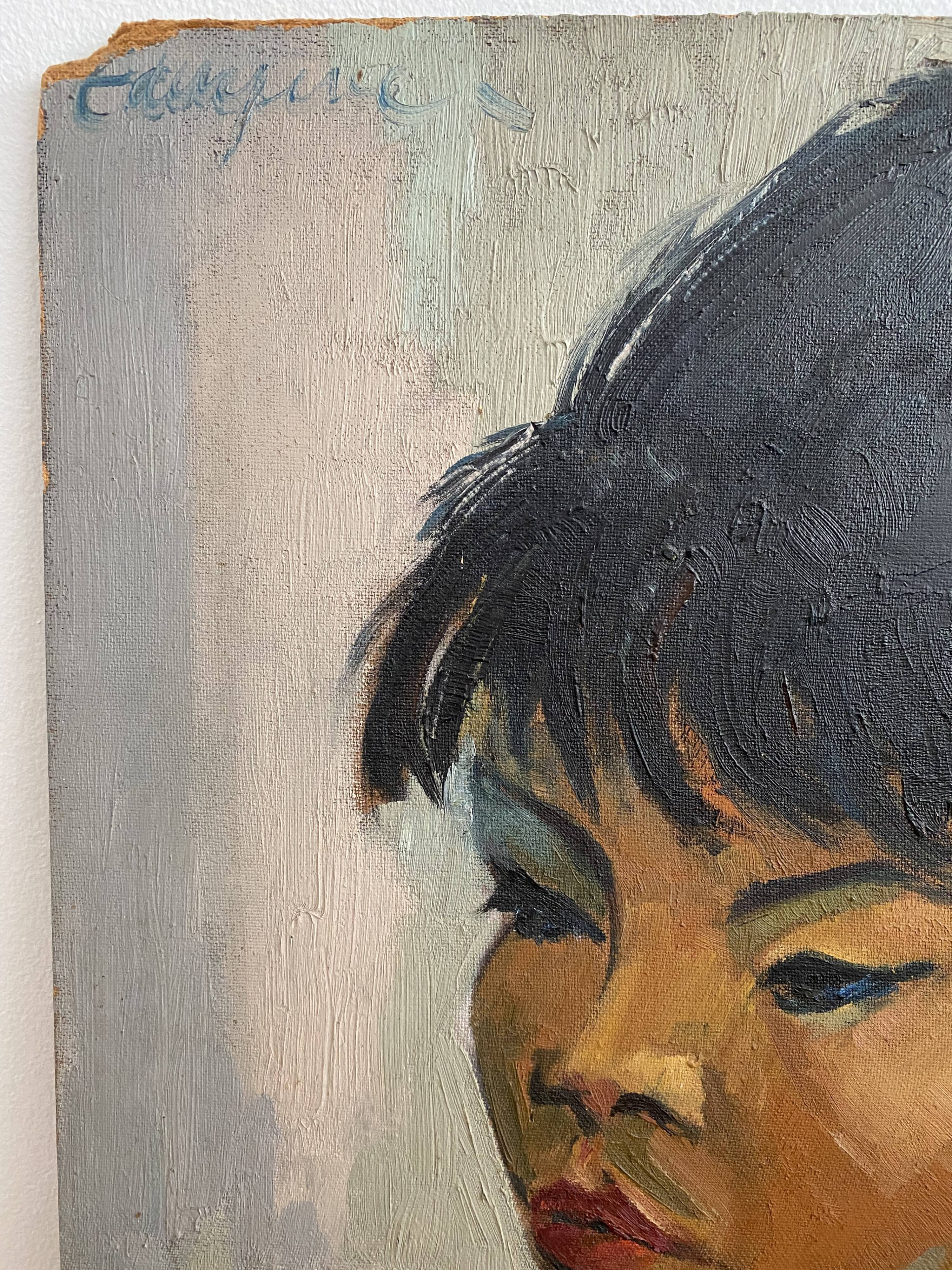 Portrait of a woman in oil on panel