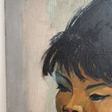 Portrait d’une femme à l’huile sur panneau