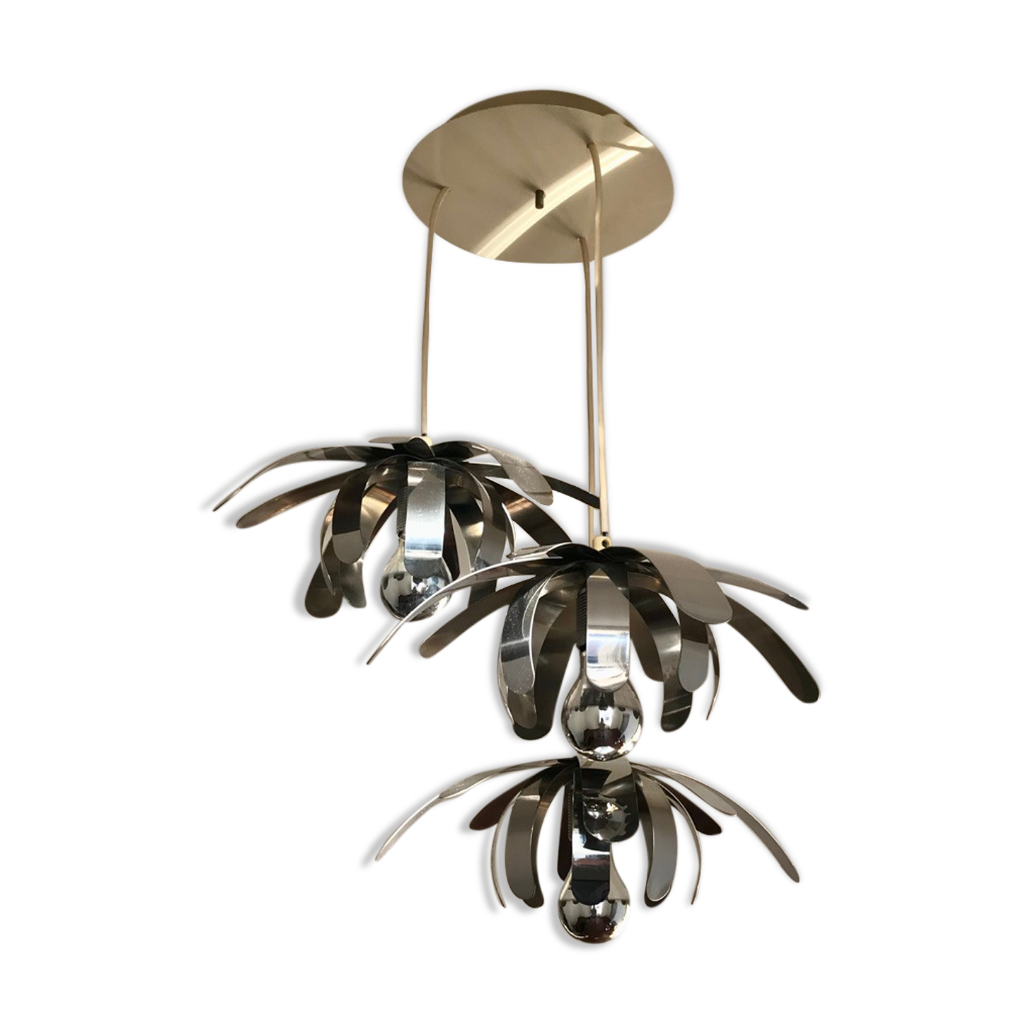 Suspension waterfall 3 flowers in chrome stainless steel