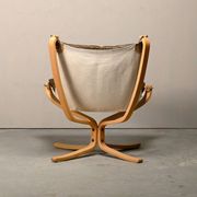 Sigurd Ressell Falcon Chair with Ottoman in brown leather for Vatne Møbler