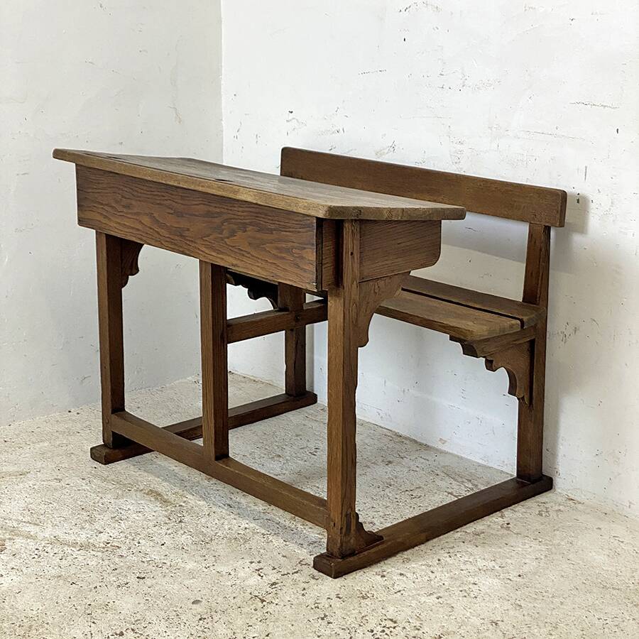 Pupitre d'écolier double vintage 50's