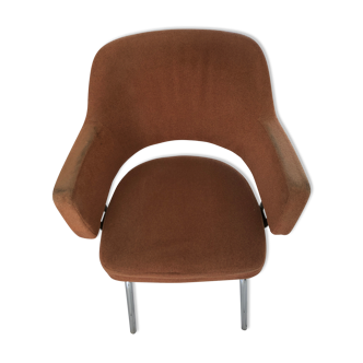 fauteuil métal et tissus marron clair