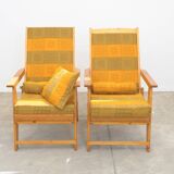 Fauteuils en bois de pin de style scandinave, années 1970, set de 2