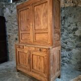 Antique French oak sideboard – Two-part display cabinet with drawers and four doors