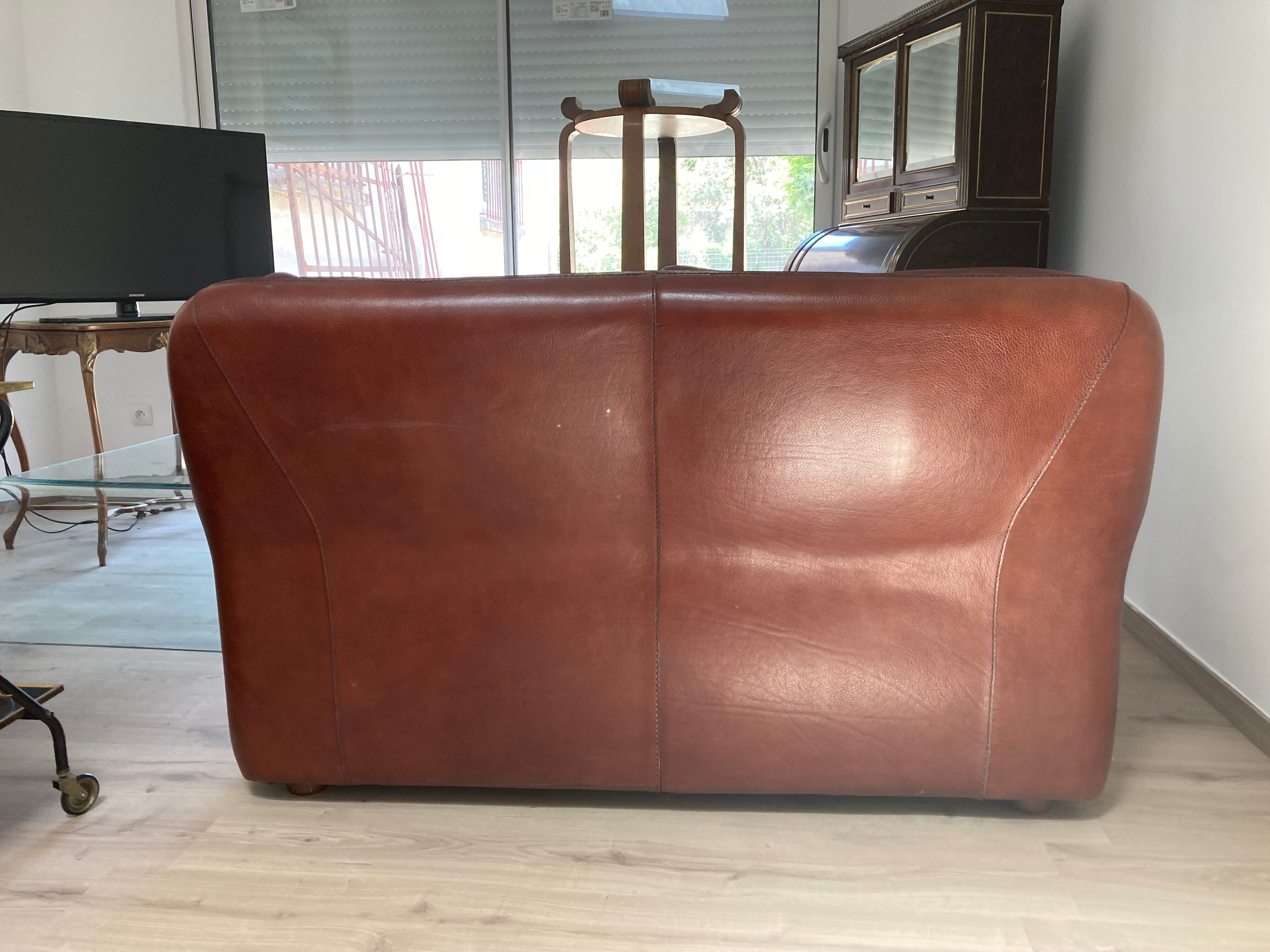 Canape 2 seater 100% leather brown