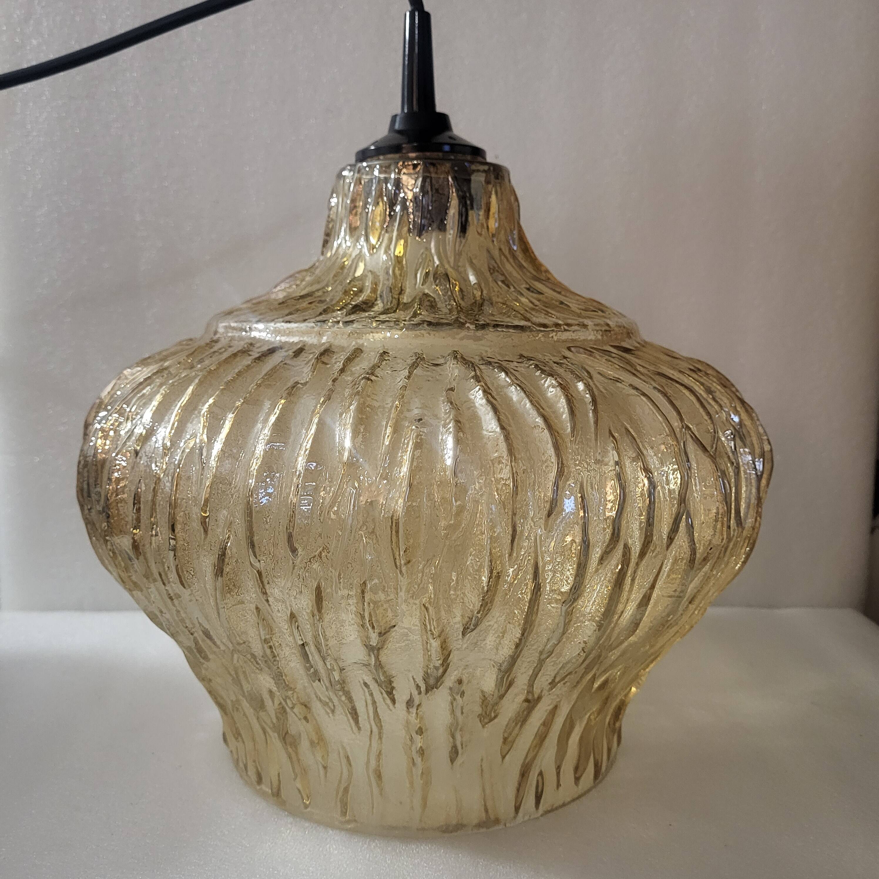 Amber glass pendant, iridescent gold, vintage 1960-70.