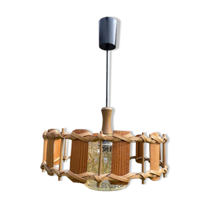 Suspension bois rotin