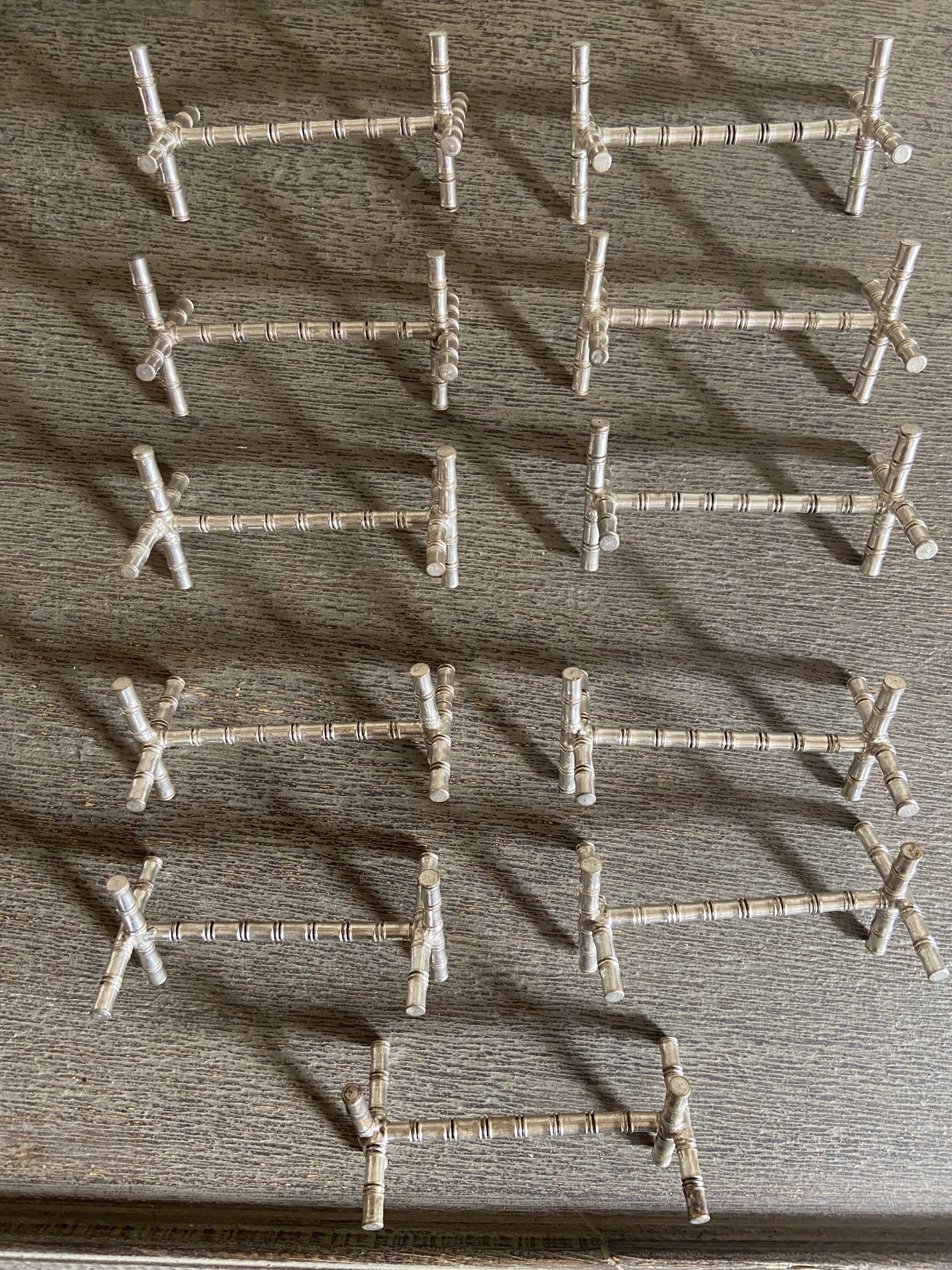 11 knife holders vintage silver metal