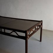 Dark rattan glass coffee table | 1980s