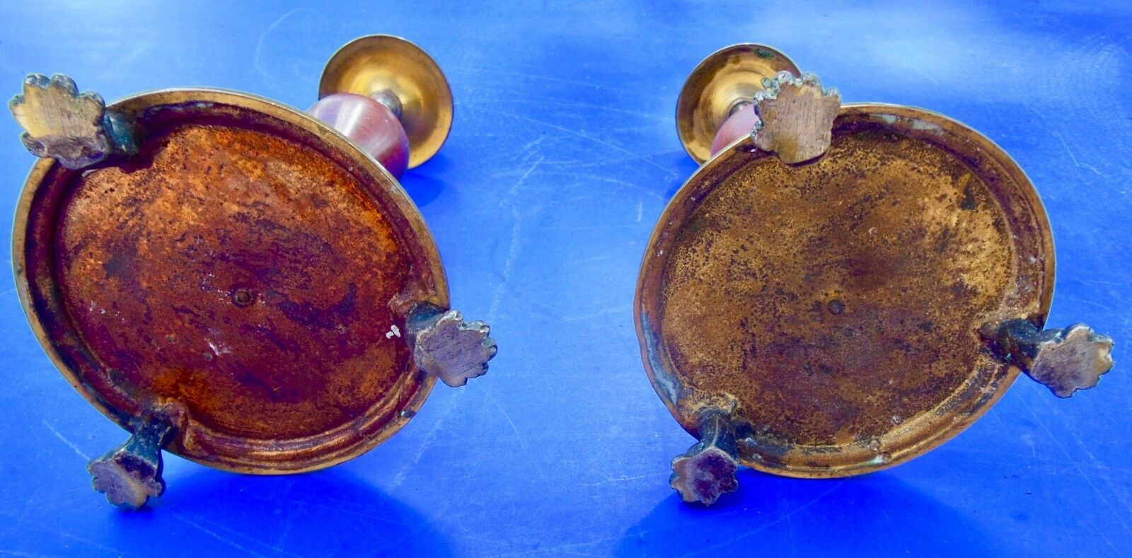 Candlesticks bronze marble griotte nineteenth