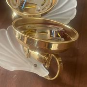 Pair of vintage polished glass shell sconces