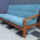 Teak and Green fabric Danish 3 seat sofa 1960s
