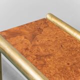 Console en laiton et ronce, modernisme vintage des années 1970