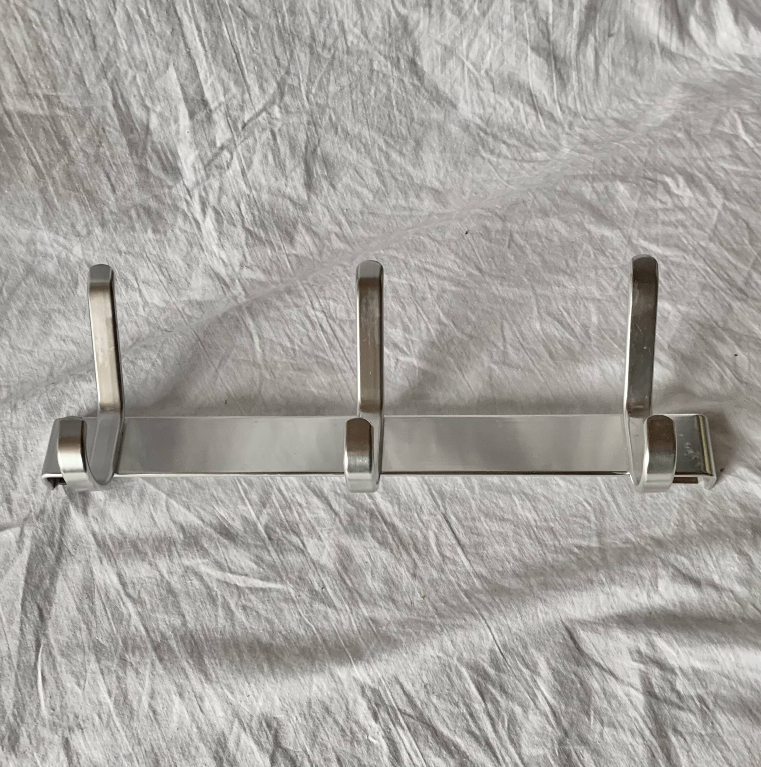 Vintage anodized aluminum wall coat rack - 3 hooks