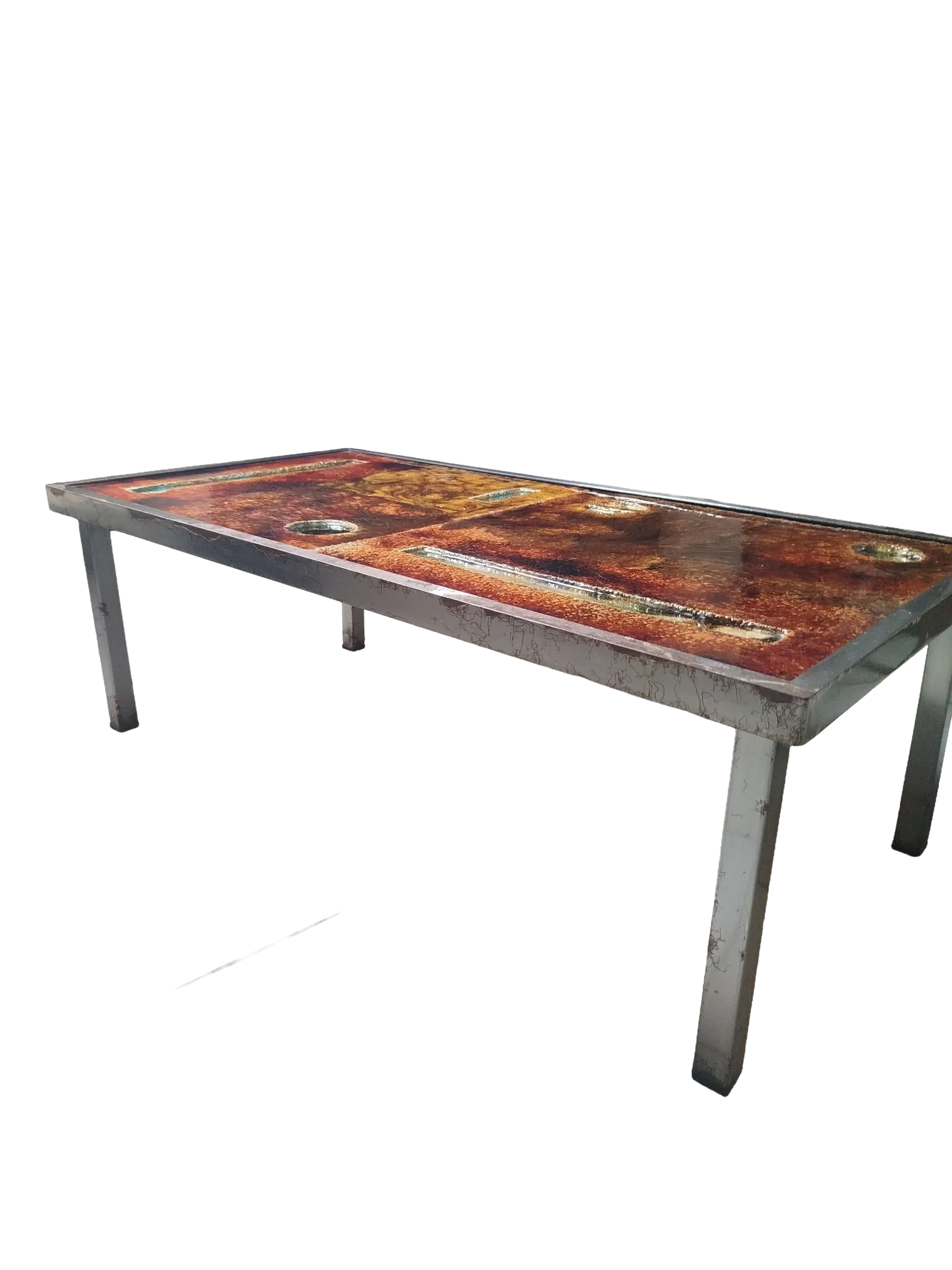 Coffee table in glazed lava stone by Robert & Jean Cloutier 1950