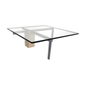 KW-1 glass and travertine coffee table by Hank Kwint for Metaform 1980s
