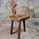 Pair of solid oak Breton chairs in folk art style