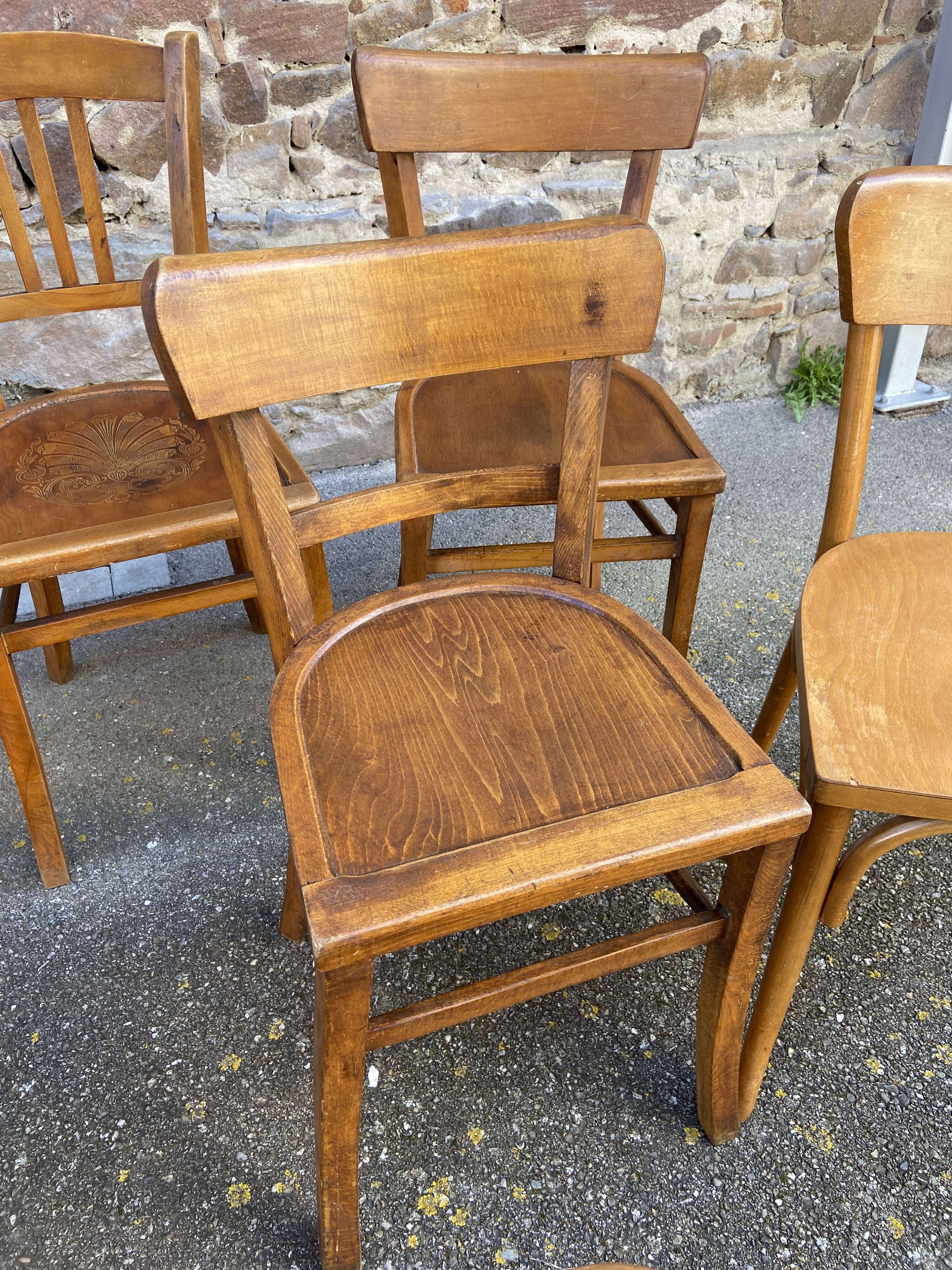 Set of 10 Thonet Fischel bistro chairs mismatched restaurant bentwood bent Brasserie
