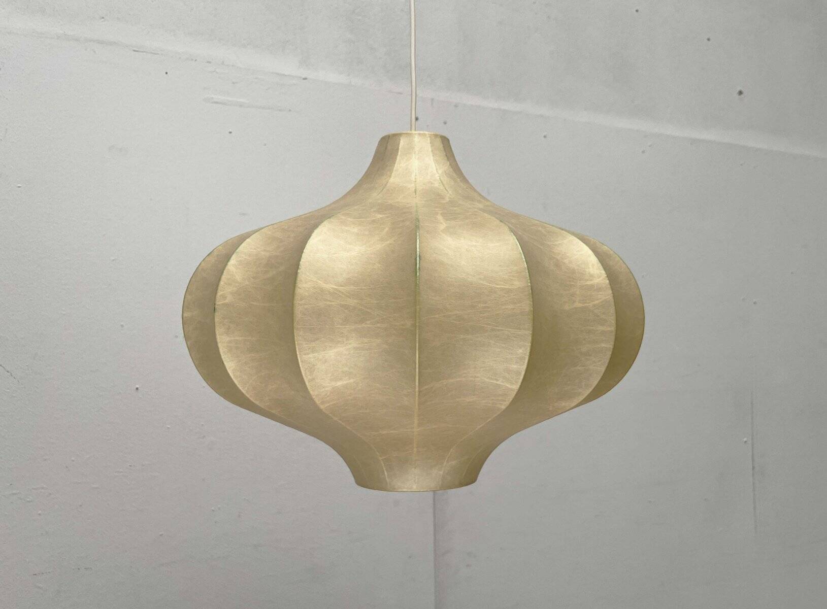 Modern mid-century Cocoon pendant lamp by Friedel Wauer for Goldkant Leuchten, Germany, 1960s.