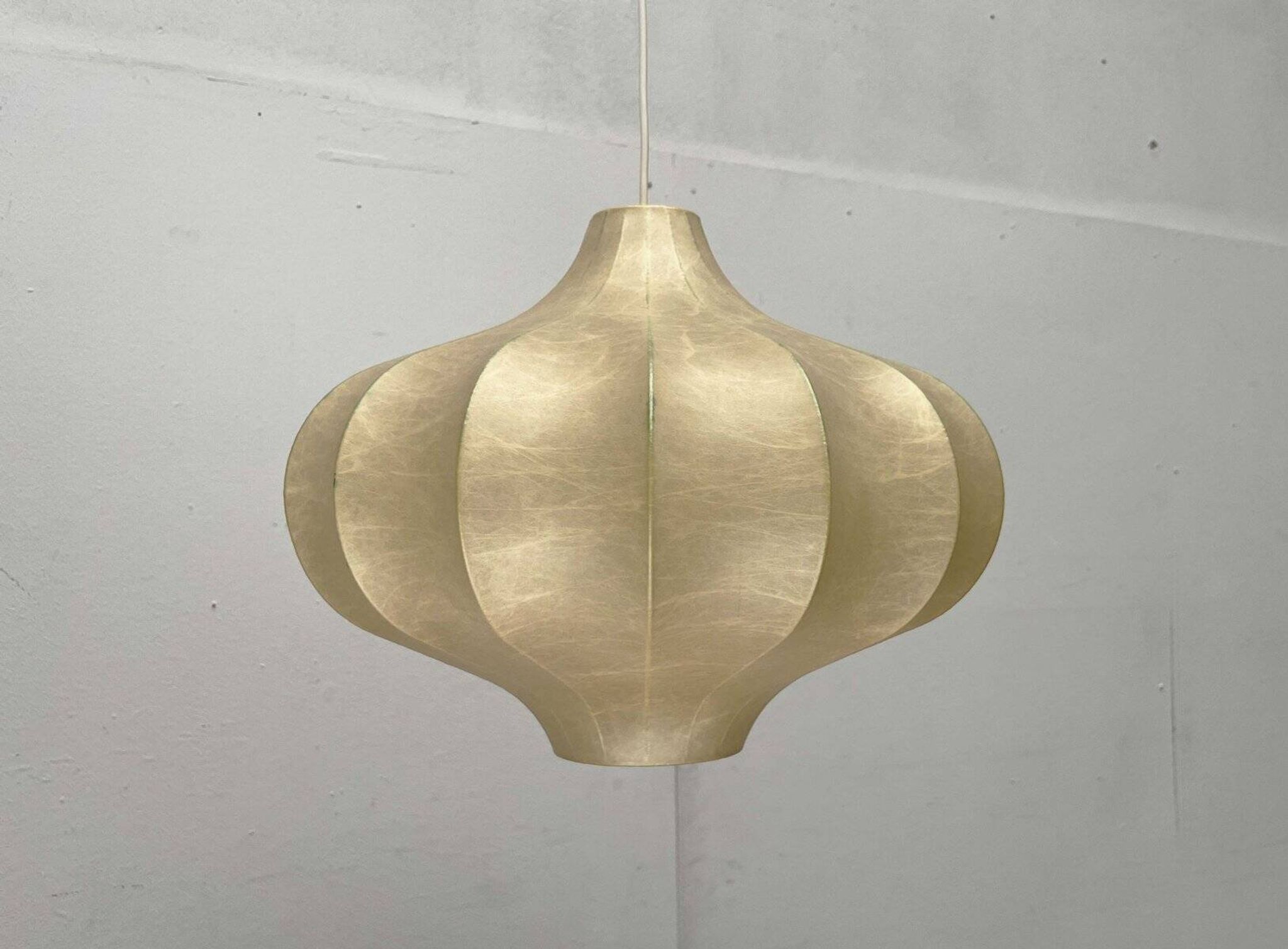 Modern mid-century Cocoon pendant lamp by Friedel Wauer for Goldkant Leuchten, Germany, 1960s.