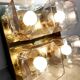 Vintage brass square flush mounts glass ceiling lamp Glashütte Limburg