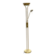 Vintage Italian design gold halogen floor lamp with double spotlight dome.