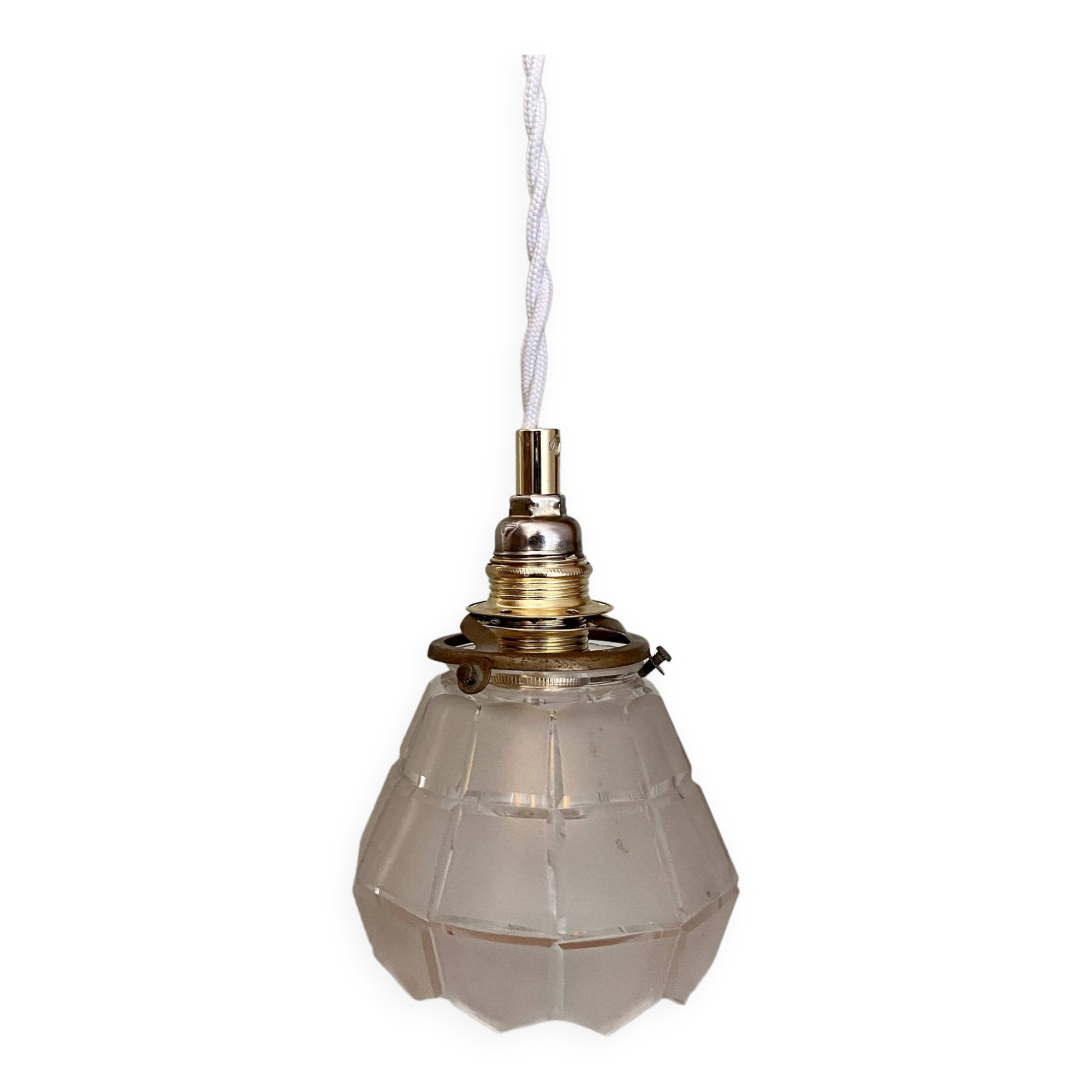 Vintage art deco tulip walking lamp in frosted glass