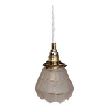 Vintage art deco tulip walking lamp in frosted glass