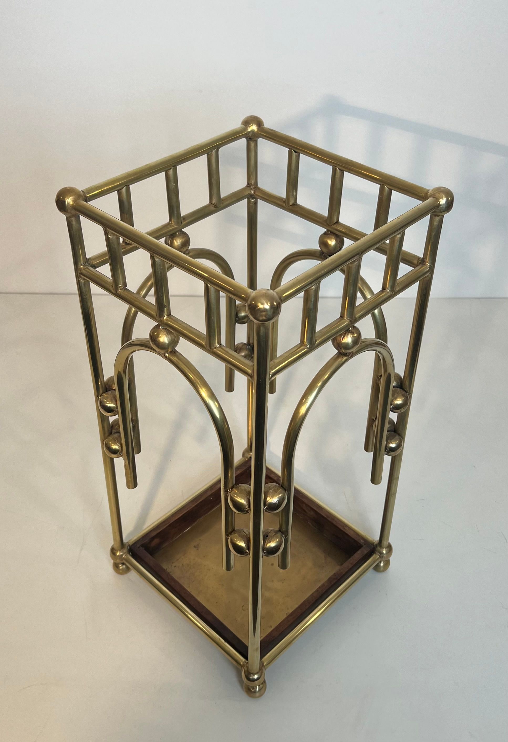 Modernist brass umbrella stand in the style of Joseph Hoffmann