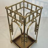 Modernist brass umbrella stand in the style of Joseph Hoffmann
