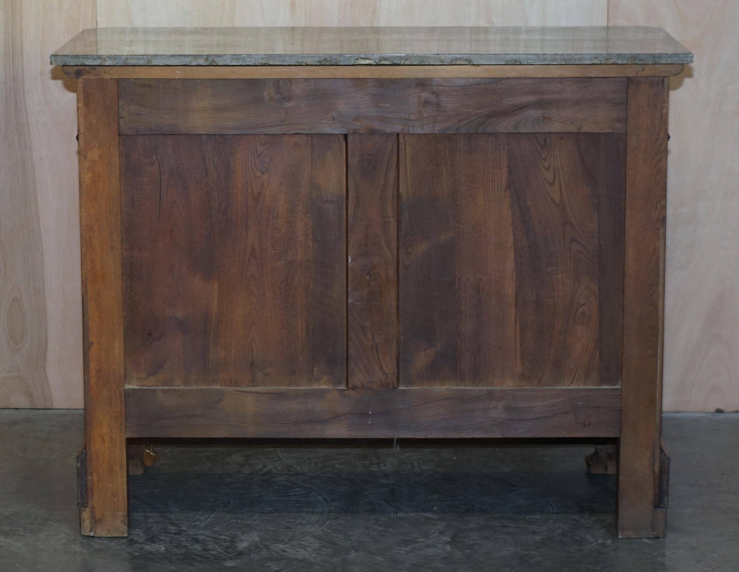 Antique walnut commode from 1860 with a marble top and original key.