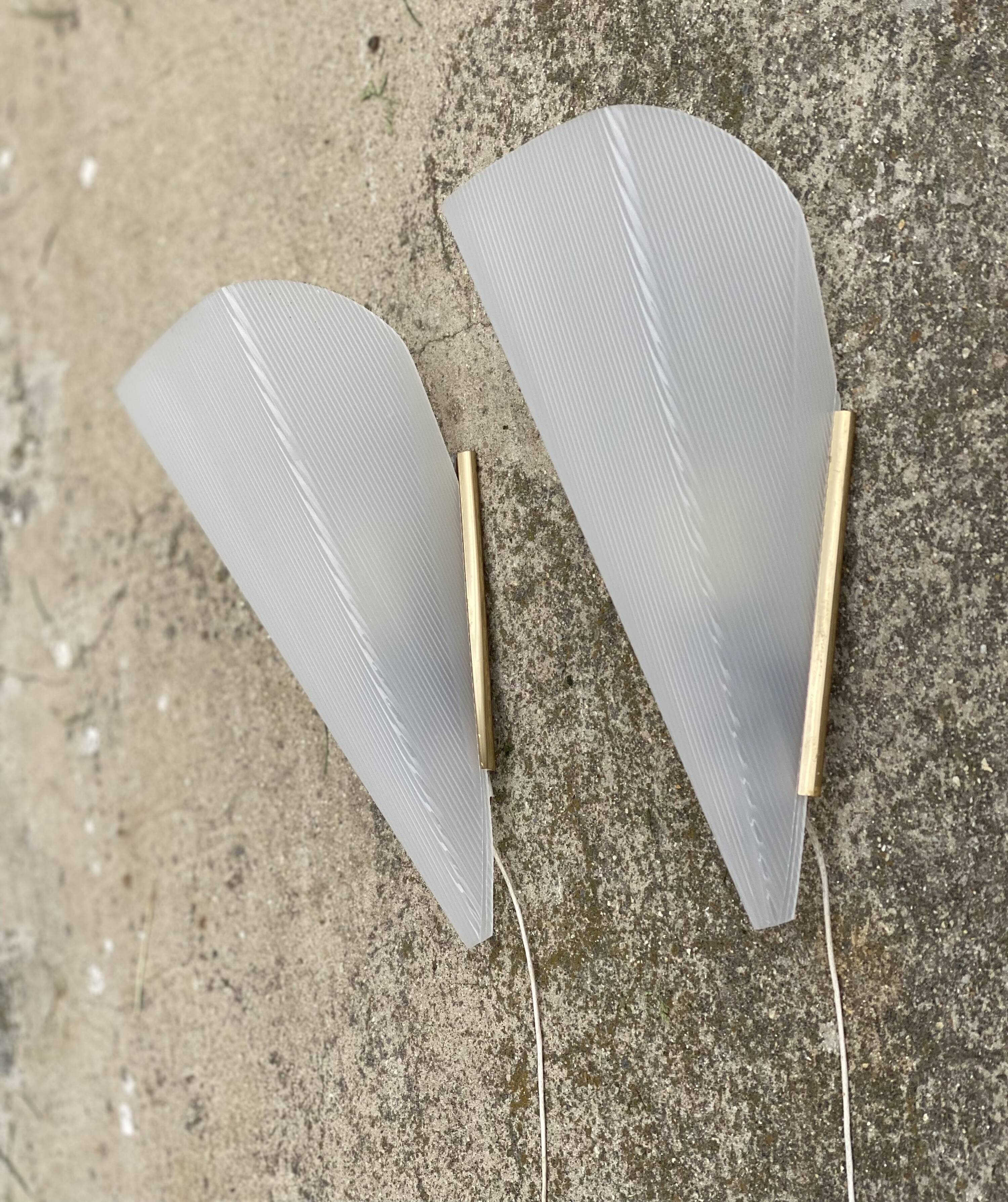 Pair of vintage modernist design wall lights from the 1970s