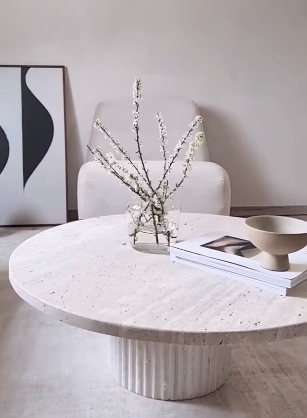 Omega circular coffee table natural travertine - 100cm D