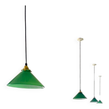 Lampe à suspension art déco en opaline verte conique