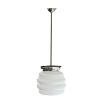 Art Deco white opal glass hanging lamp